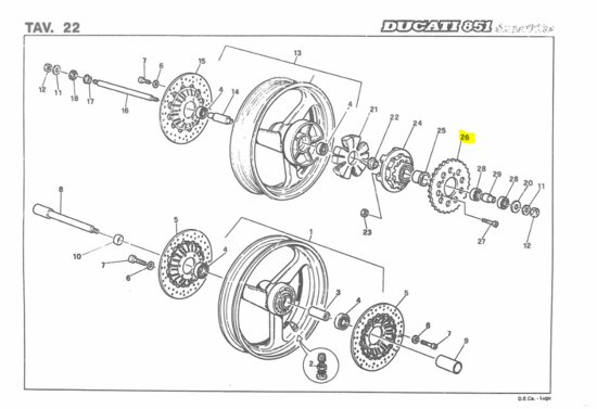 Ducati REAR WHEEL SPINDLE - 037780470 Superbike