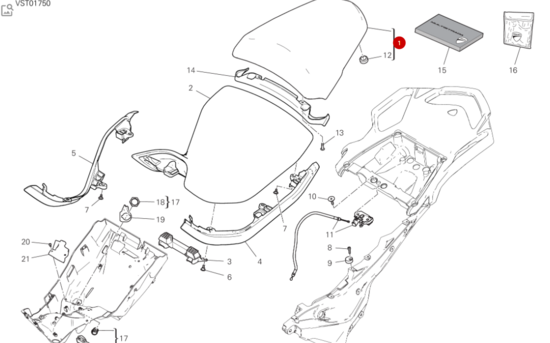 Ducati PILLION RIDER SEAT - 595P2521AF Multistrada