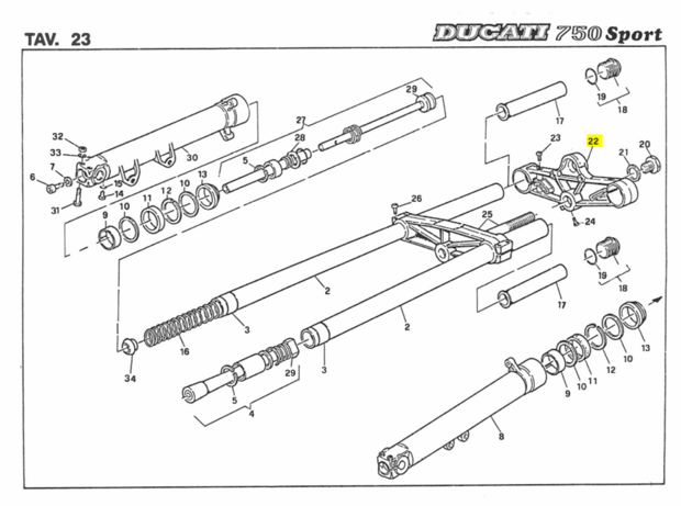 Ducati UPPER FORK CROWN - 34110031A Supersport