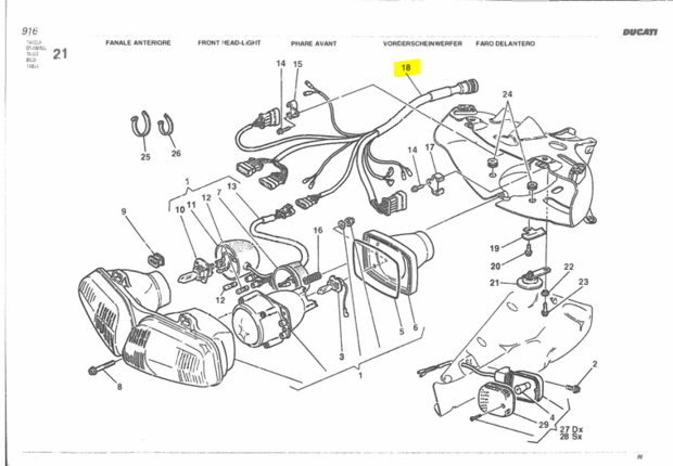 Ducati HEAD LIGHT WIRING HARNESS - 51010602A Superbike